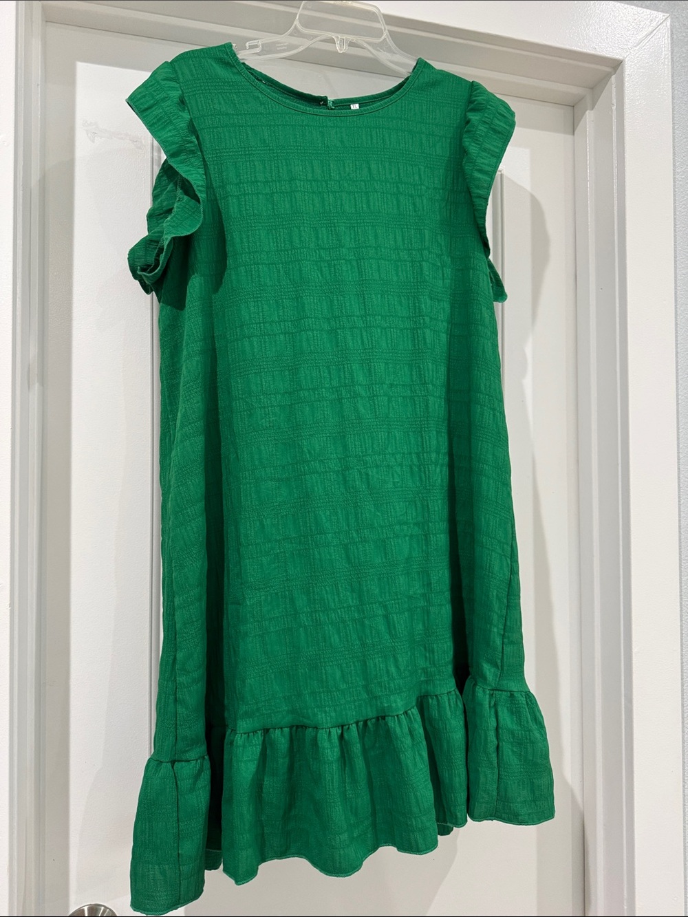 Girls' Green Ruffle-Hem Dress